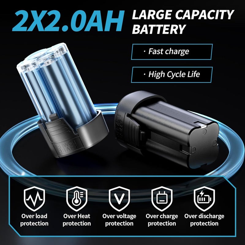 FULLYEA Electric Ratchet Wrench Set,18V Cordless Ratchet Tool Kit,550 RPM, 3/8" Variable Speed Power Ratchet Wrench with LED Light, 2 * 2.0Ah Li-ion Batteries and Fast Charger, Blue - Image 5